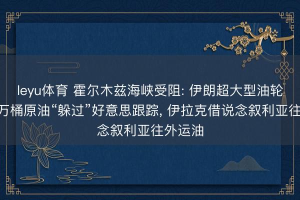 leyu体育 霍尔木兹海峡受阻: 伊朗超大型油轮运190万桶原油“躲过”好意思跟踪, 伊拉克借说念叙利亚往外运油